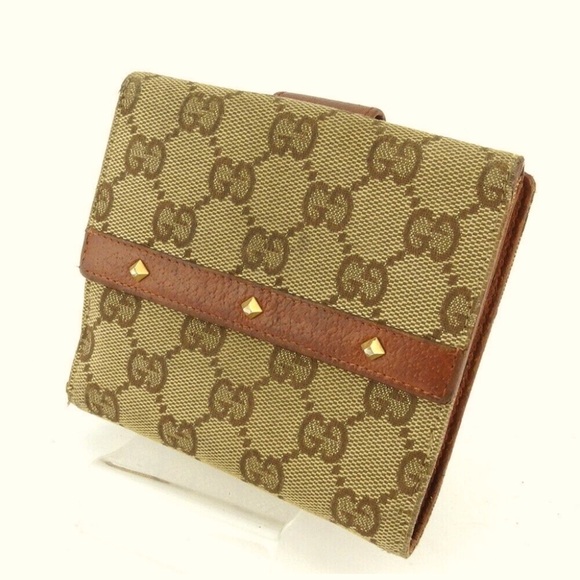 GUCCI Hook Wallet Canvas and Leather AUTHENTIC - Picture 1 of 12